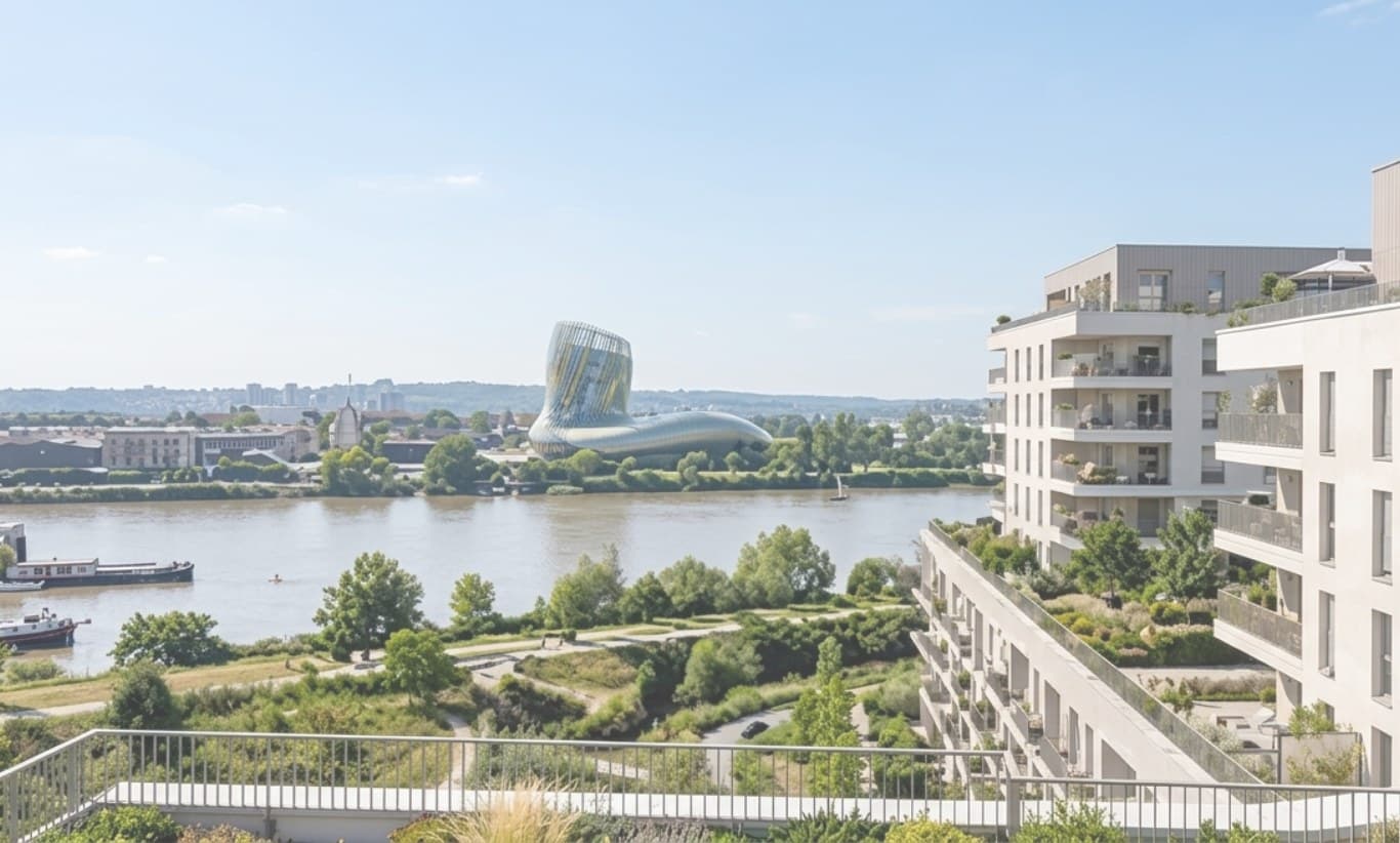 Résidence neuve dominant la Garonne et la Cité du Vin, Bordeaux
